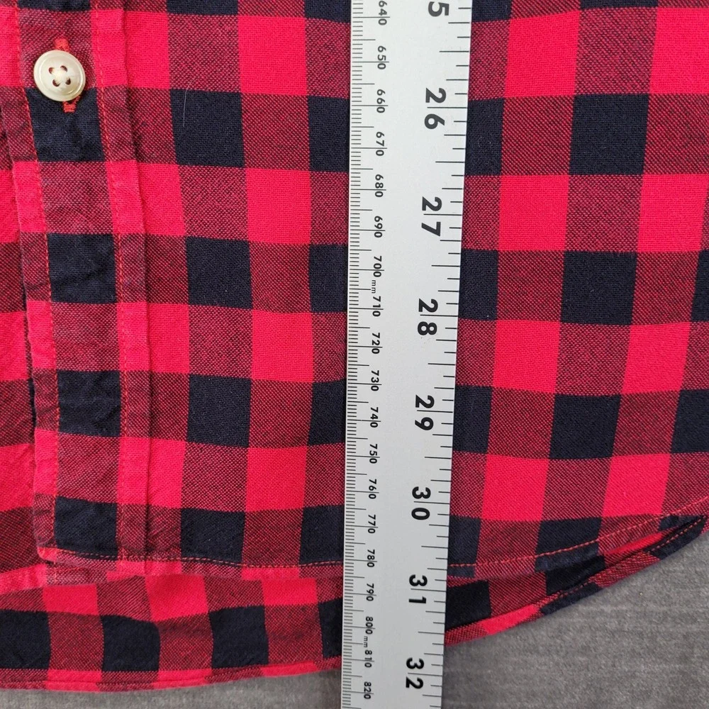 Lot of 2 J.Crew Y2K Mens LT Large Tall Plaid Oxford Button Down Shirts Red Multi